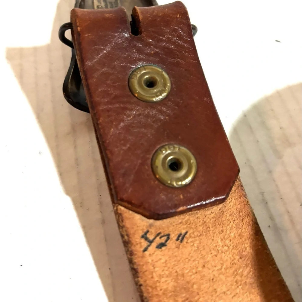 Vintage Brown Leather Belt with Brass Buckle men’s size 42